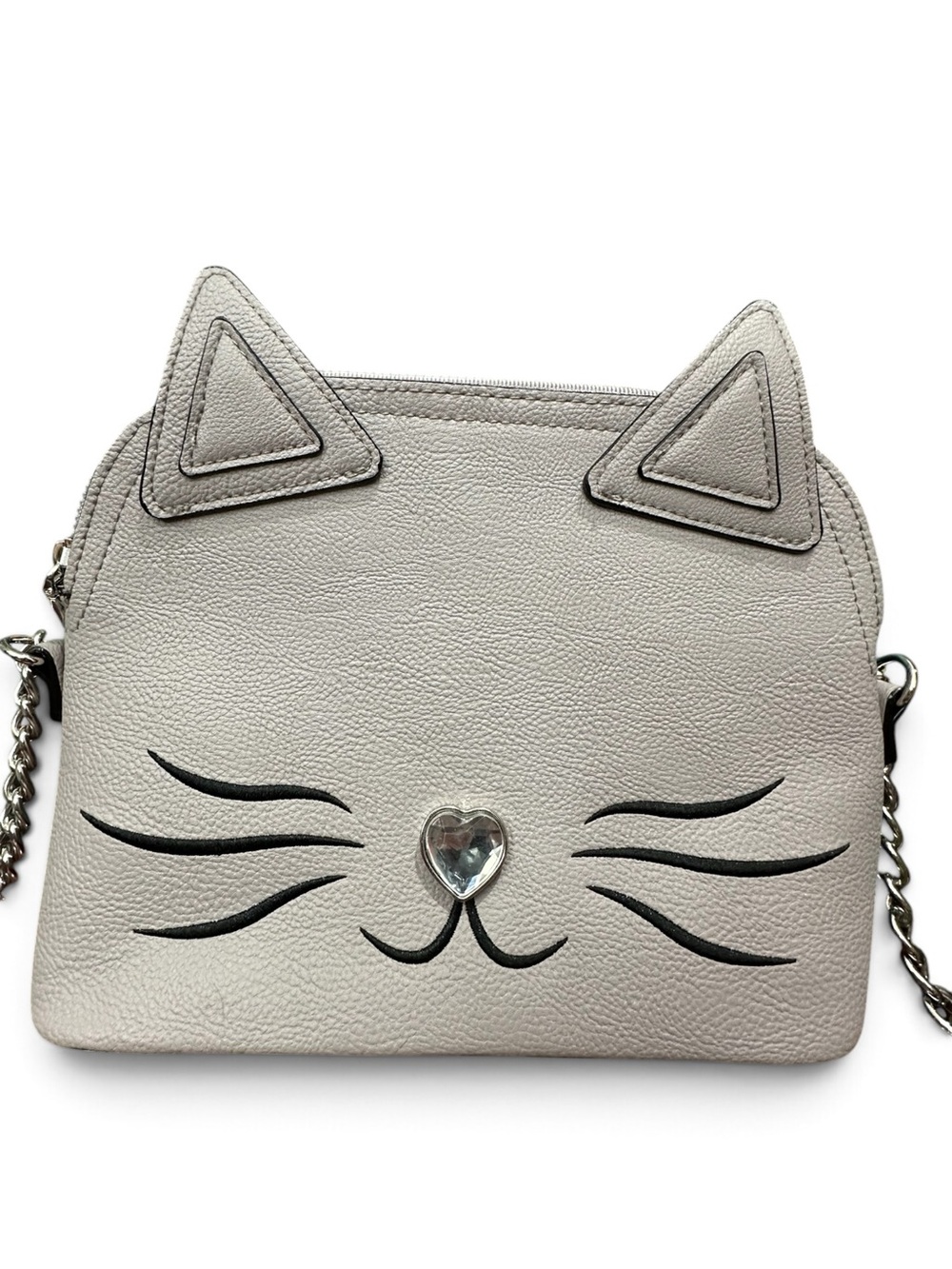 Betsey Johnson Gray Cat Face Crossbody Purse NWOT